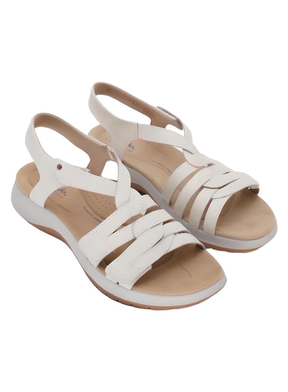 Clarks Maelynn Paige Womens Cream Leather Strappy Comfort Sandals Size 8.5N